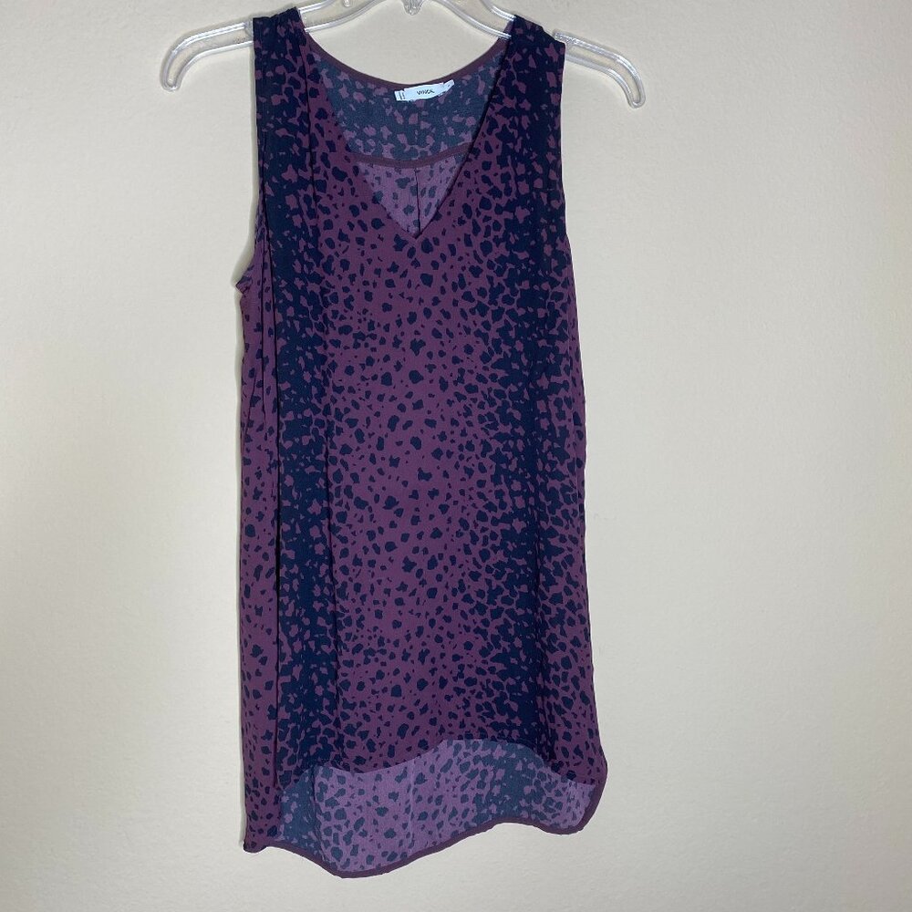 vince animal print silk sleeveless top